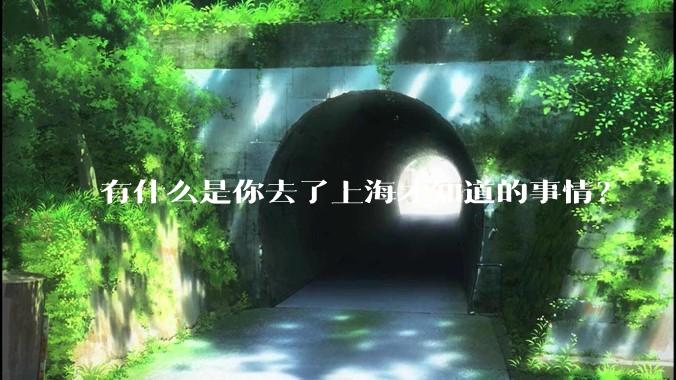 有什么是你去了上海才知道的事情？